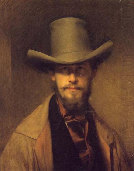 Franz Eybl Selbstportrat mit Hut.